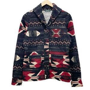 Ralph Lauren LRL Knit Cardigan Women's Size Medium Southwestern Boho Black Red